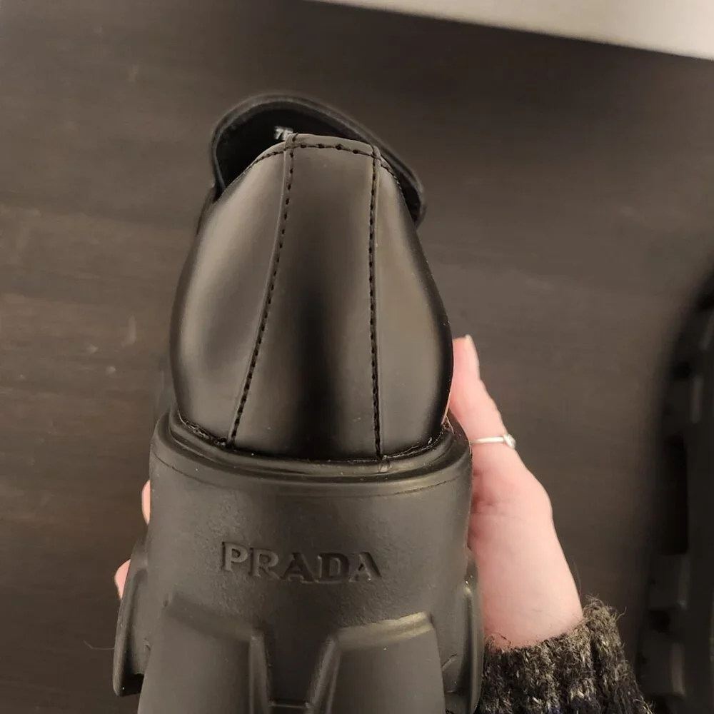 BRAND NEW Prada Loafers - Brushed leather monolith loafers Size 37 - Never Worn - Picture 6 of 9